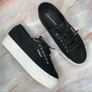 superga black suede platform